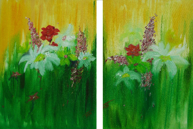 Gartenblumen l auf Leinw. 50x70cm